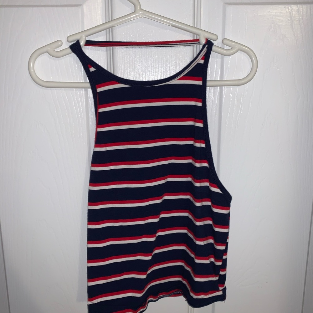 Red, white, & blue striped crop top.